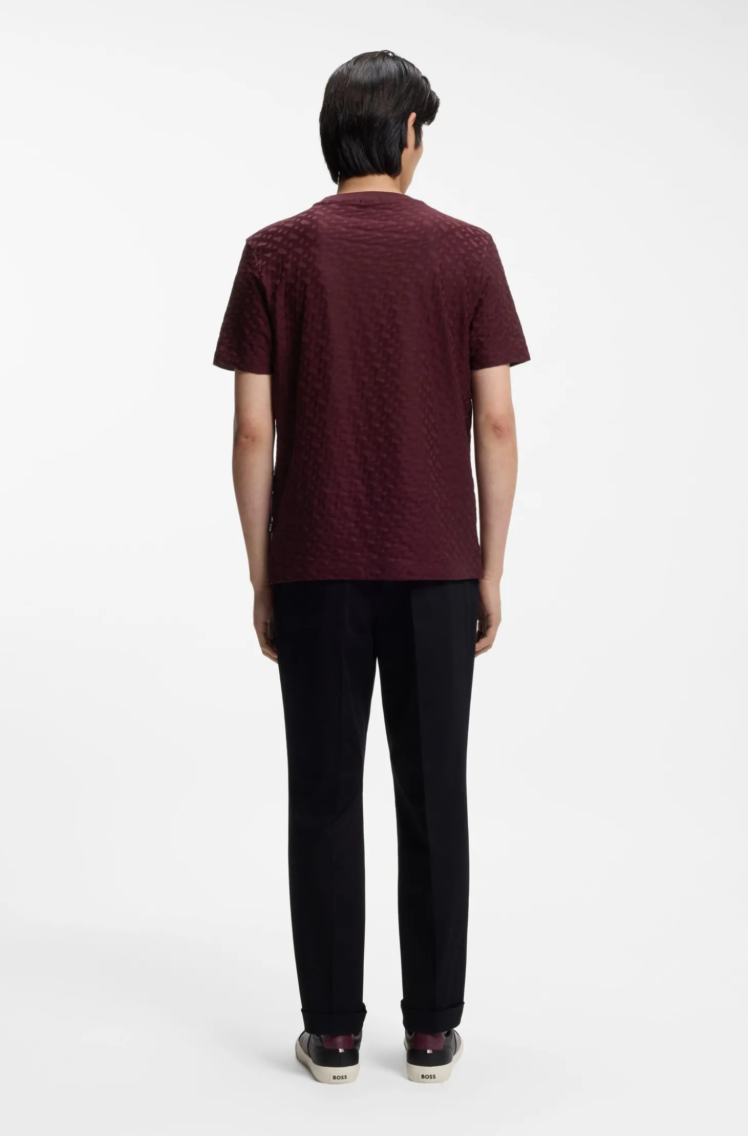 Monogram-jacquard T-shirt in mercerised cotton