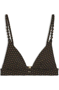 Monogram-patterned bikini top with removable padding