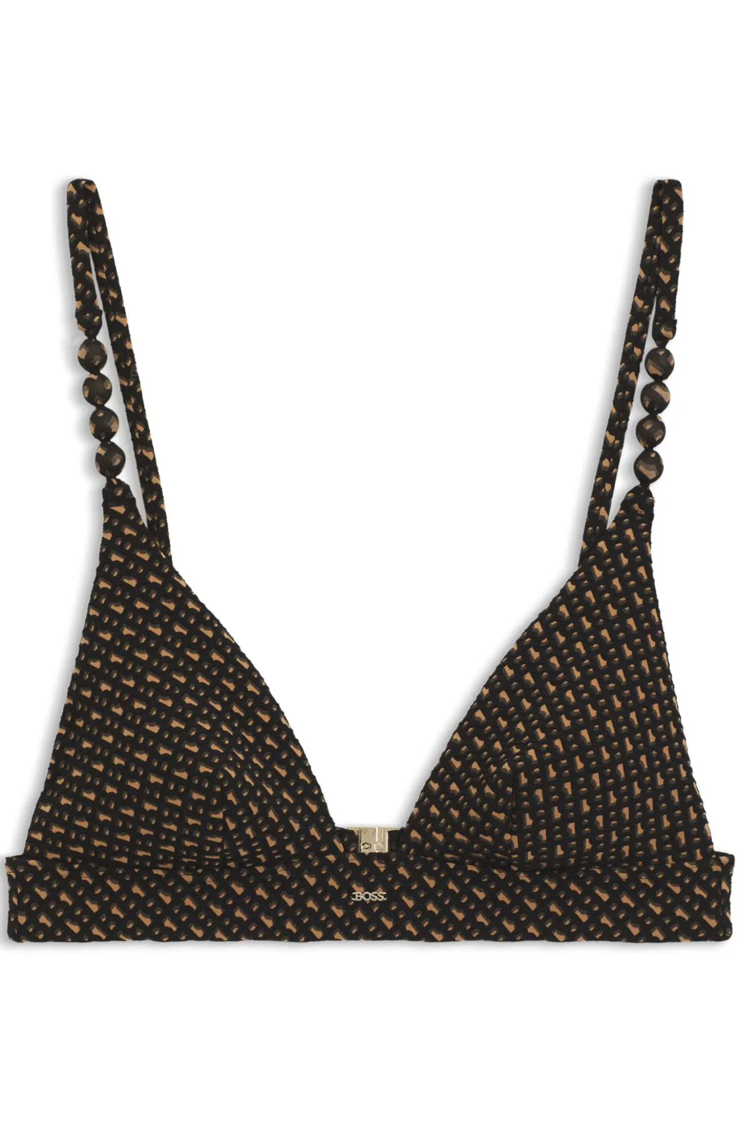 Monogram-patterned bikini top with removable padding