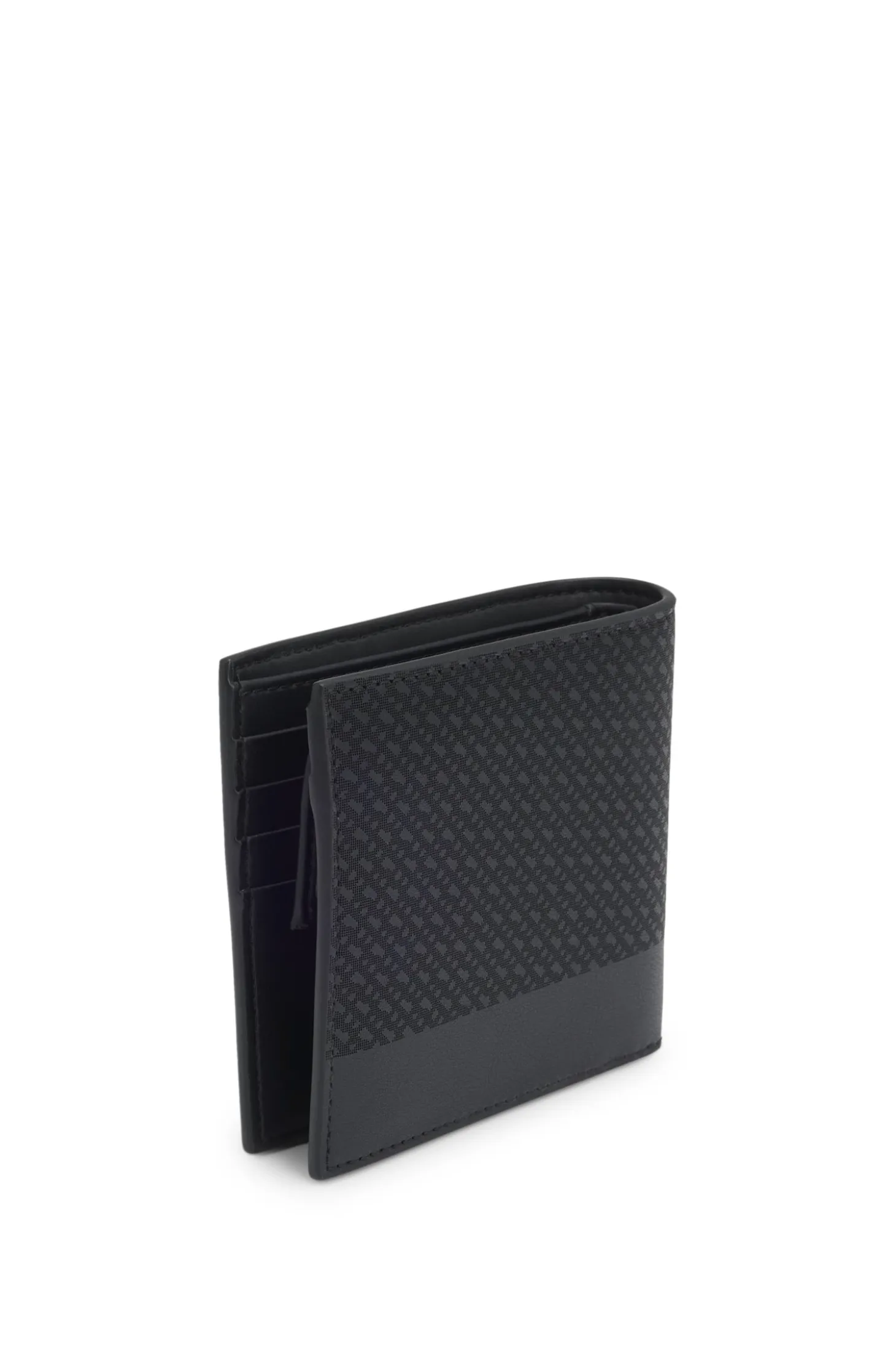 Monogram wallet with plain trims