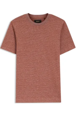 Mouliné-structured T-shirt in cotton, linen and silk