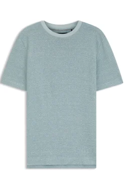 Mouliné-structured T-shirt in cotton, linen and silk