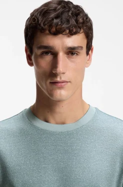 Mouliné-structured T-shirt in cotton, linen and silk