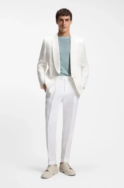 Mouliné-structured T-shirt in cotton, linen and silk