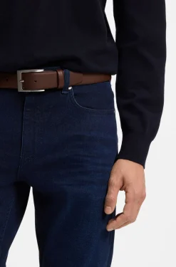 Nappa-leather belt with pin buckle