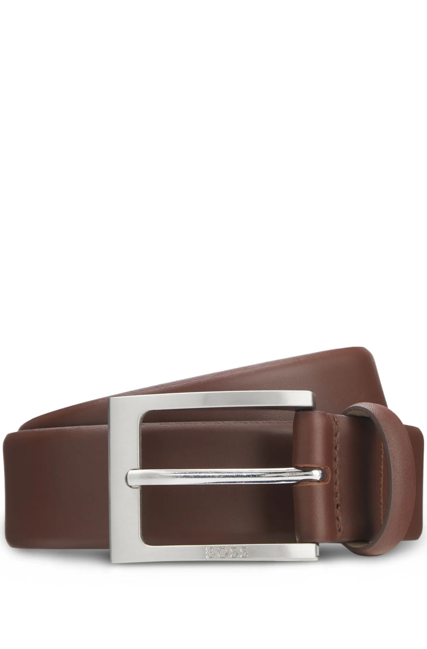 Nappa-leather belt with pin buckle