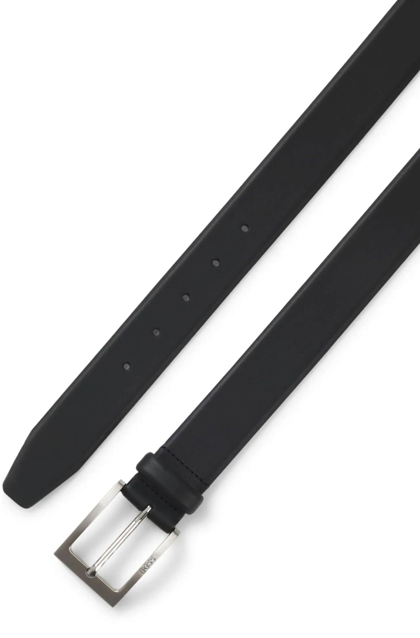 Nappa-leather belt with pin buckle