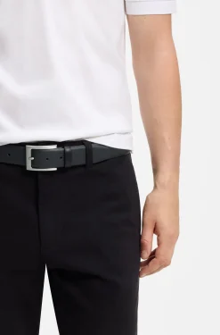 Nappa-leather belt with pin buckle