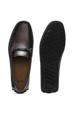 Nappa-leather driver shoes with branded hardware