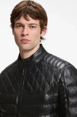 Nappa leather jacket with quilted panels