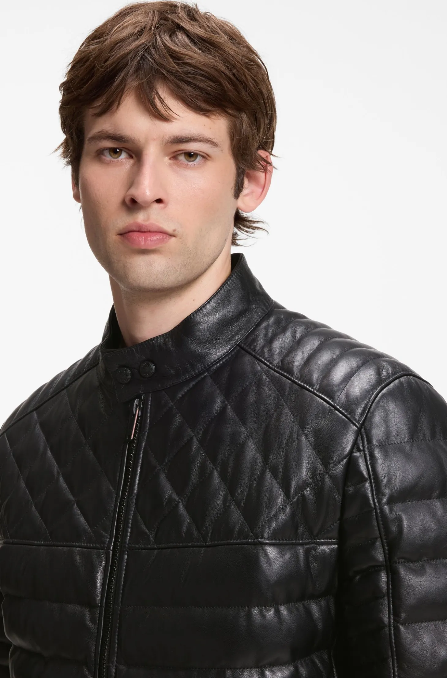 Nappa leather jacket with quilted panels