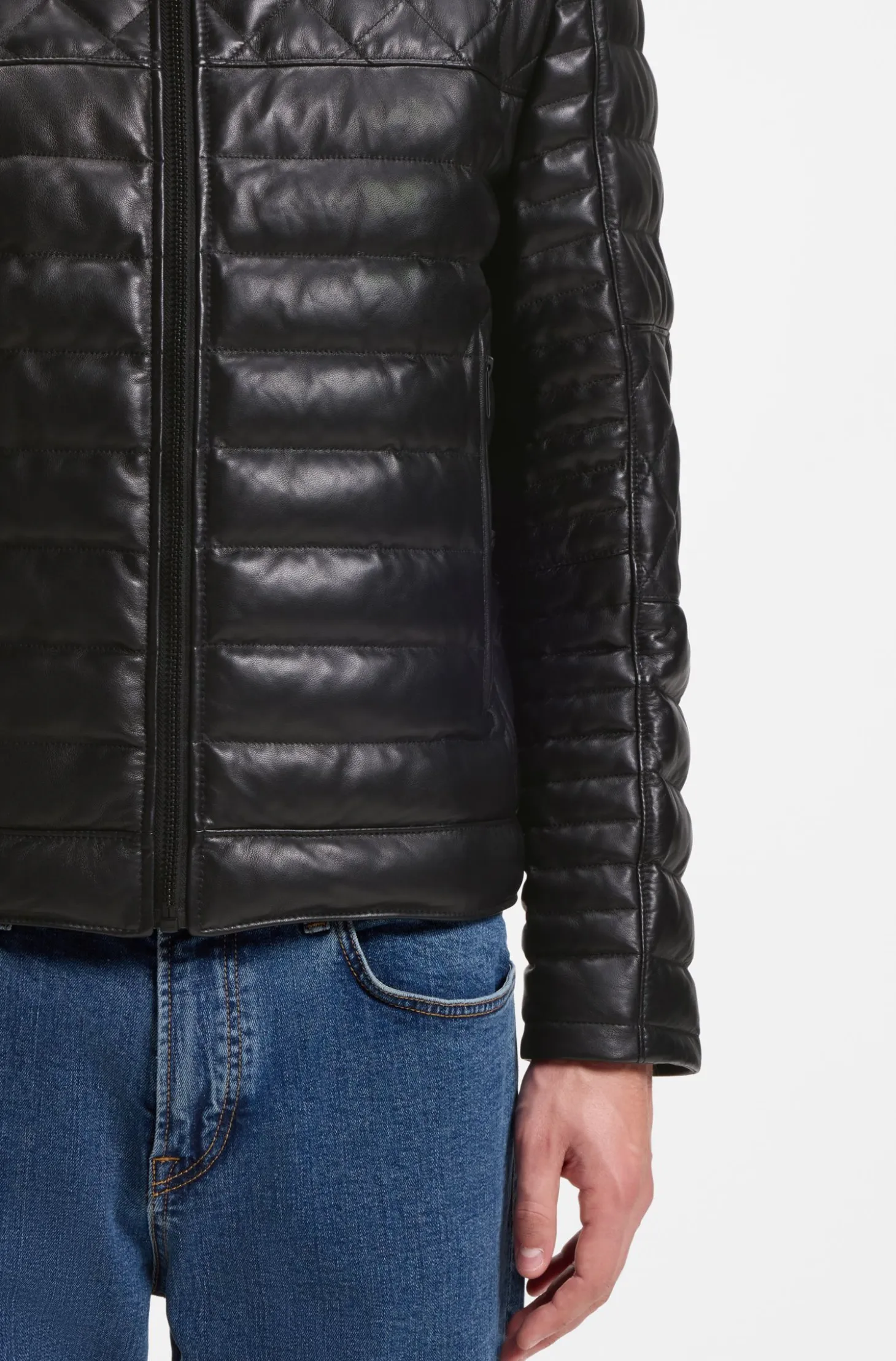 Nappa leather jacket with quilted panels