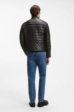 Nappa leather jacket with quilted panels
