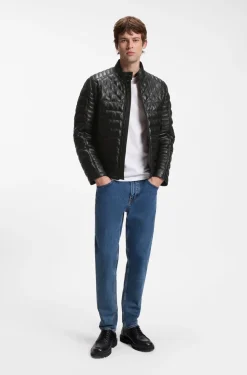 Nappa leather jacket with quilted panels