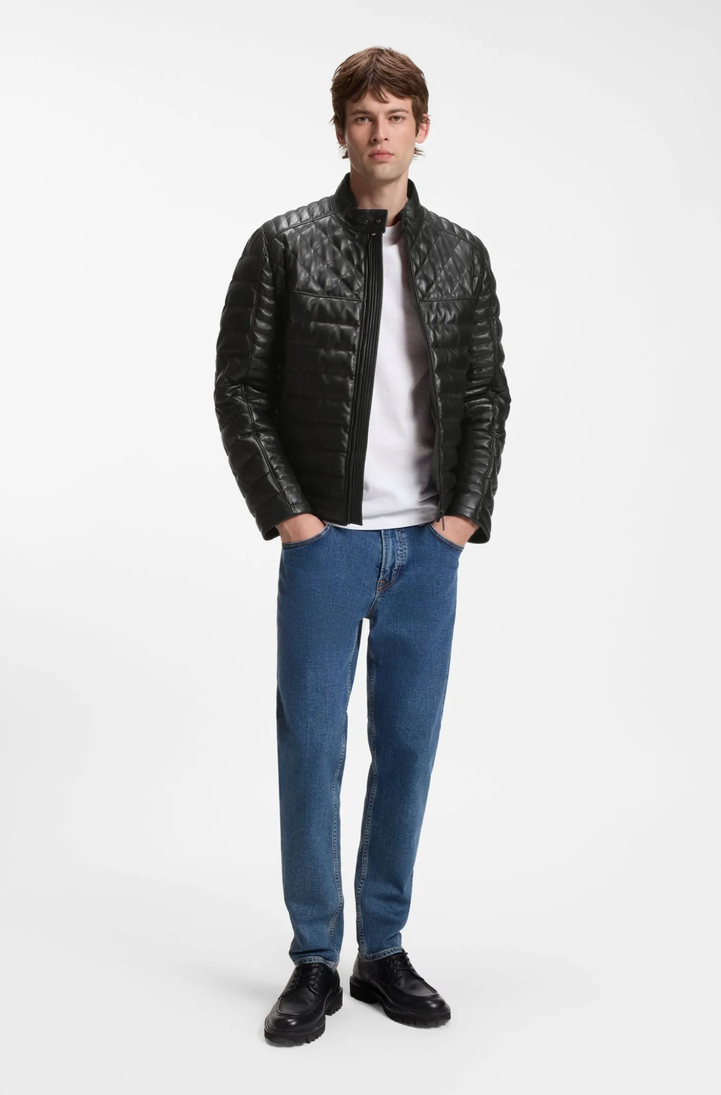 Nappa leather jacket with quilted panels