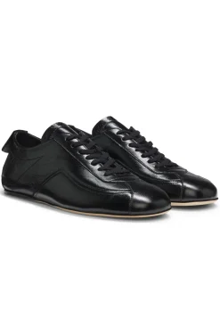 Nappa-leather trainers with debossed logo