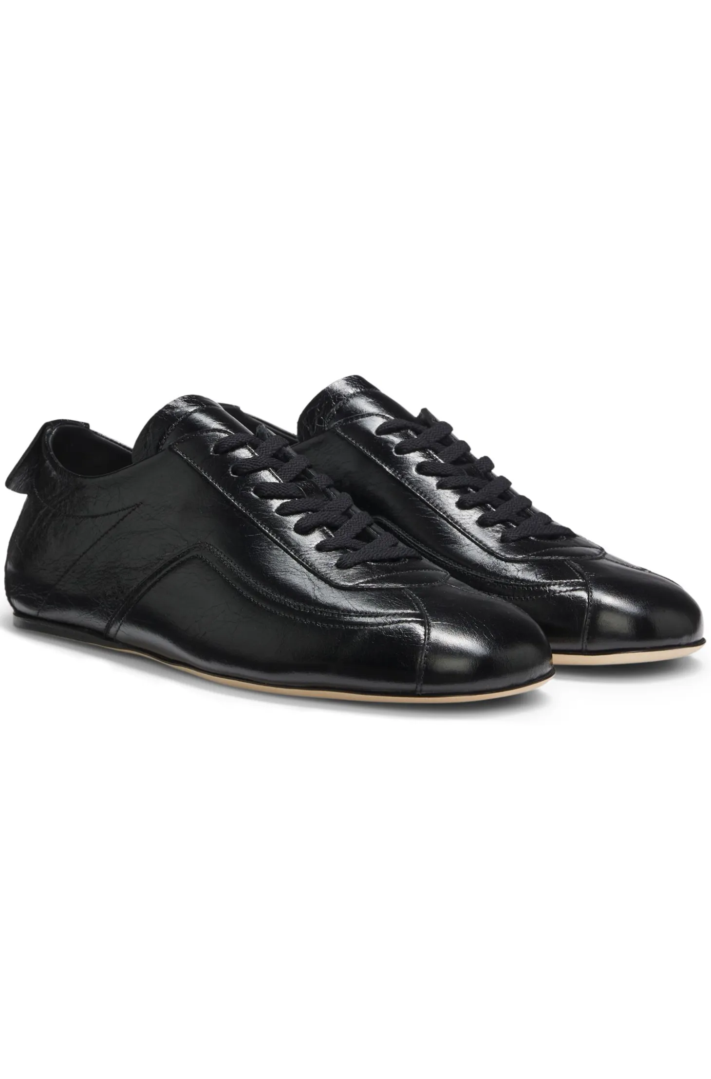Nappa-leather trainers with debossed logo