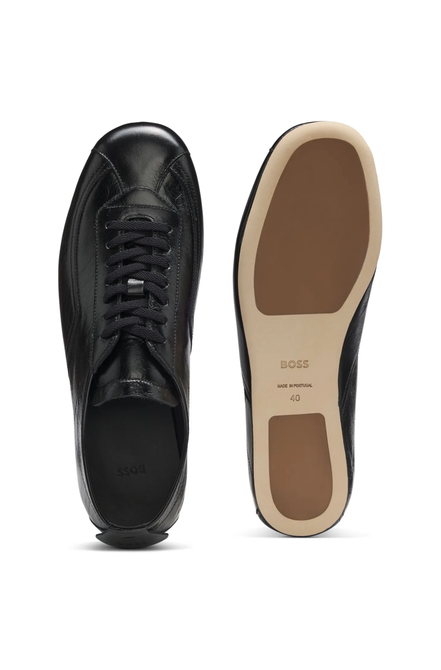 Nappa-leather trainers with debossed logo