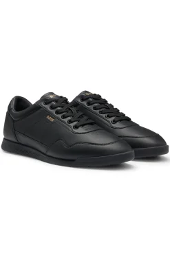 Nappa-leather trainers with gold-tone branding