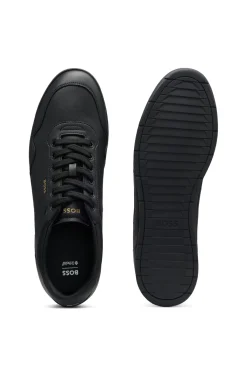 Nappa-leather trainers with gold-tone branding