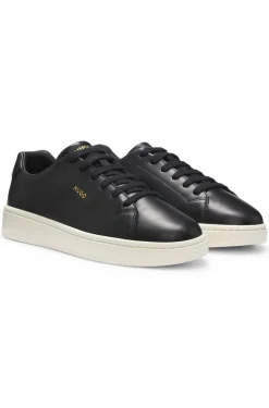 Nappa-leather trainers with gold-tone logo
