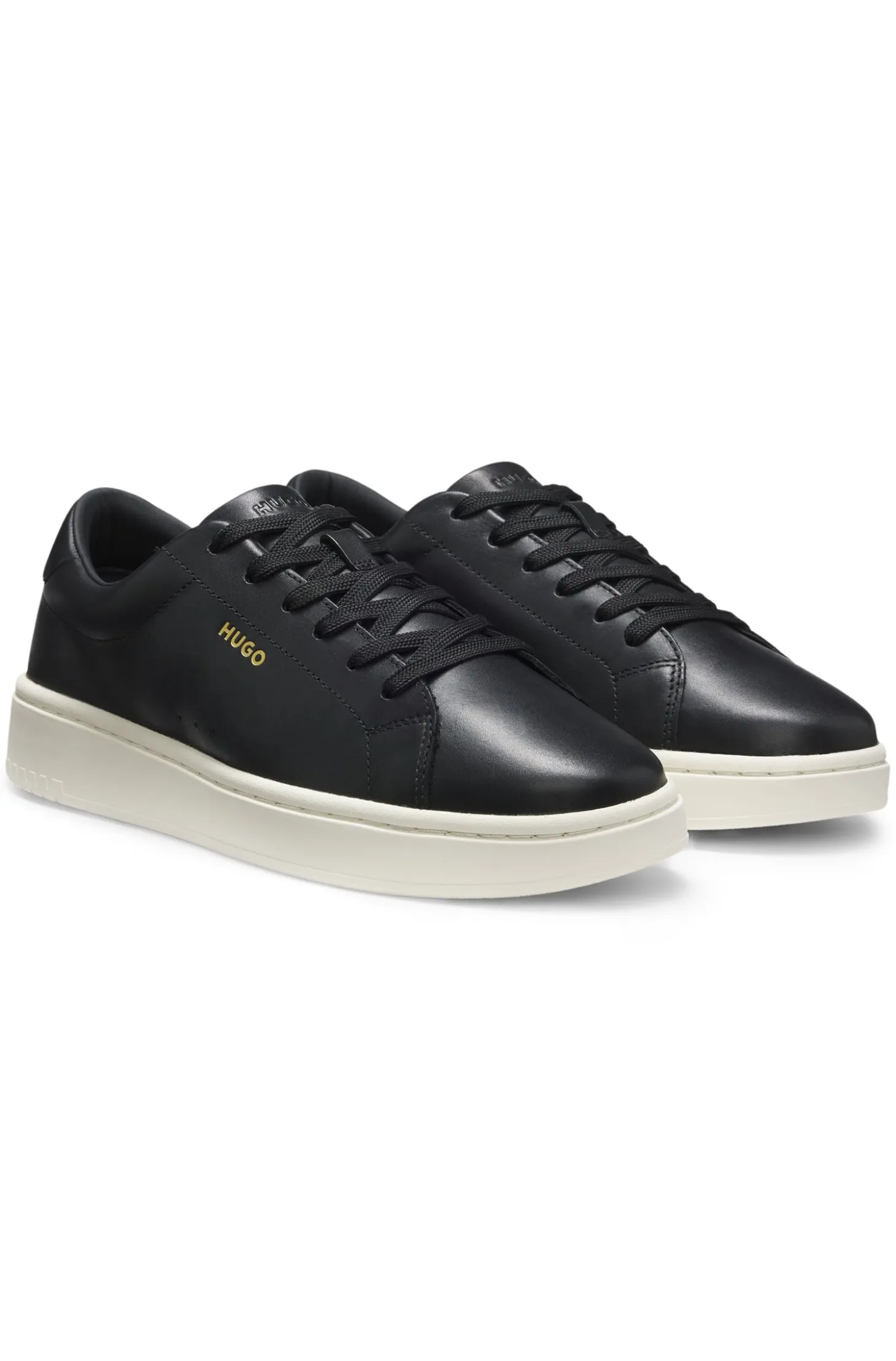 Nappa-leather trainers with gold-tone logo