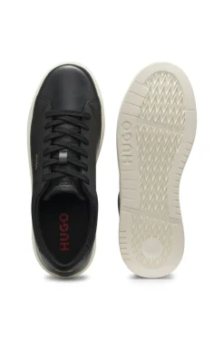 Nappa-leather trainers with gold-tone logo