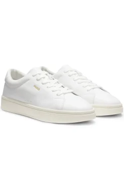 Nappa-leather trainers with gold-tone logo