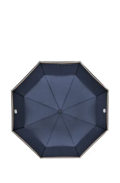 Navy pocket umbrella with Double B and signature stripes