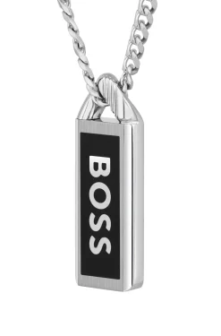 Necklace with logo plate