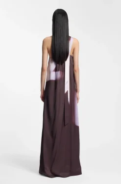 One-shoulder dress with floral print