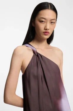 One-shoulder dress with floral print