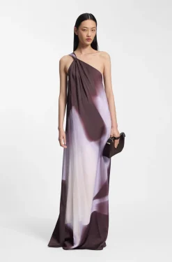 One-shoulder dress with floral print