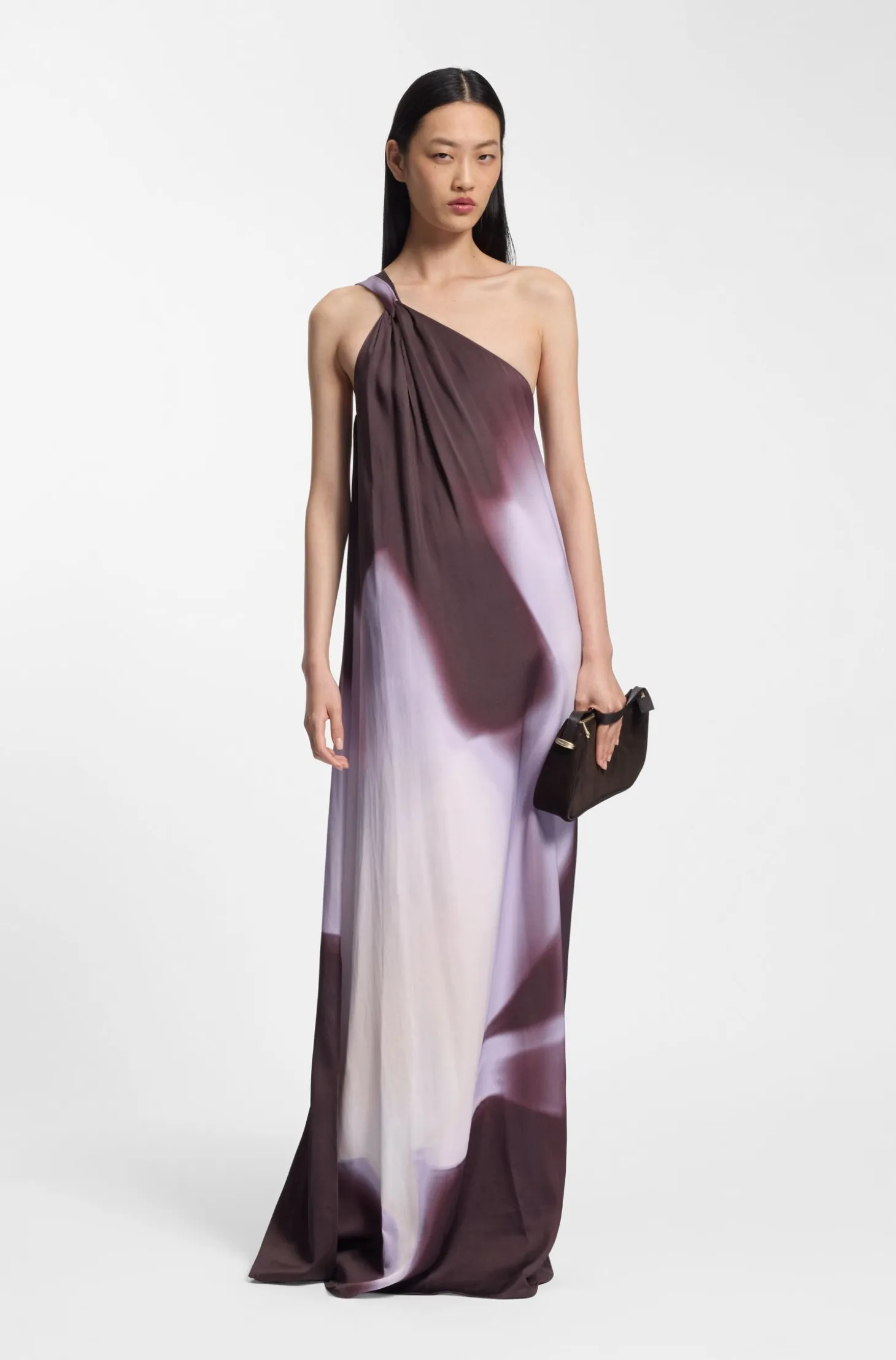 One-shoulder dress with floral print