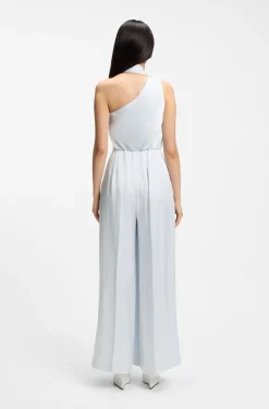 One-shoulder jumpsuit with wrap-effect front