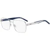 Optical frames in silver-tone metal with blue accents