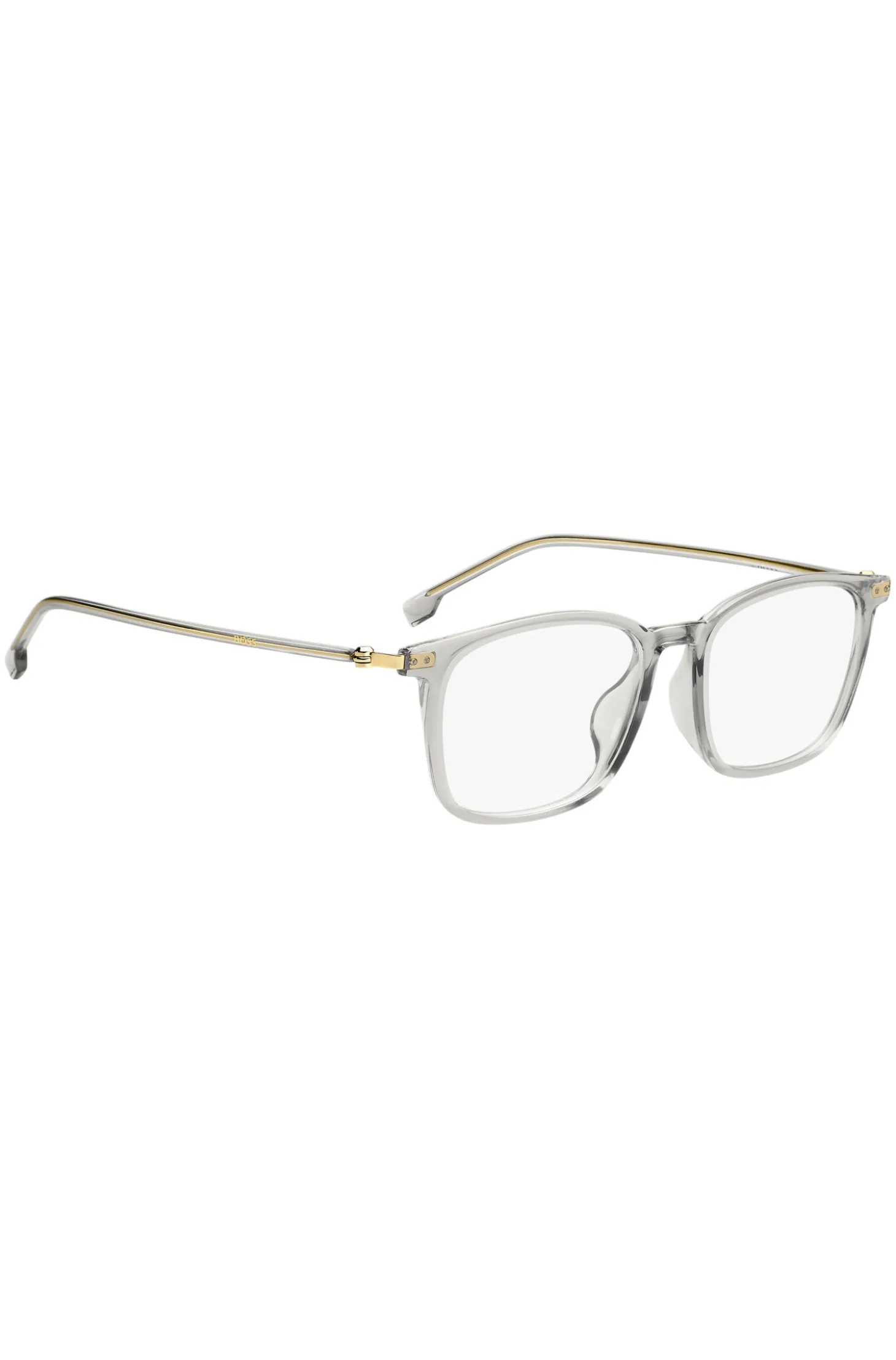 Optical frames in transparent acetate and gold-tone steel