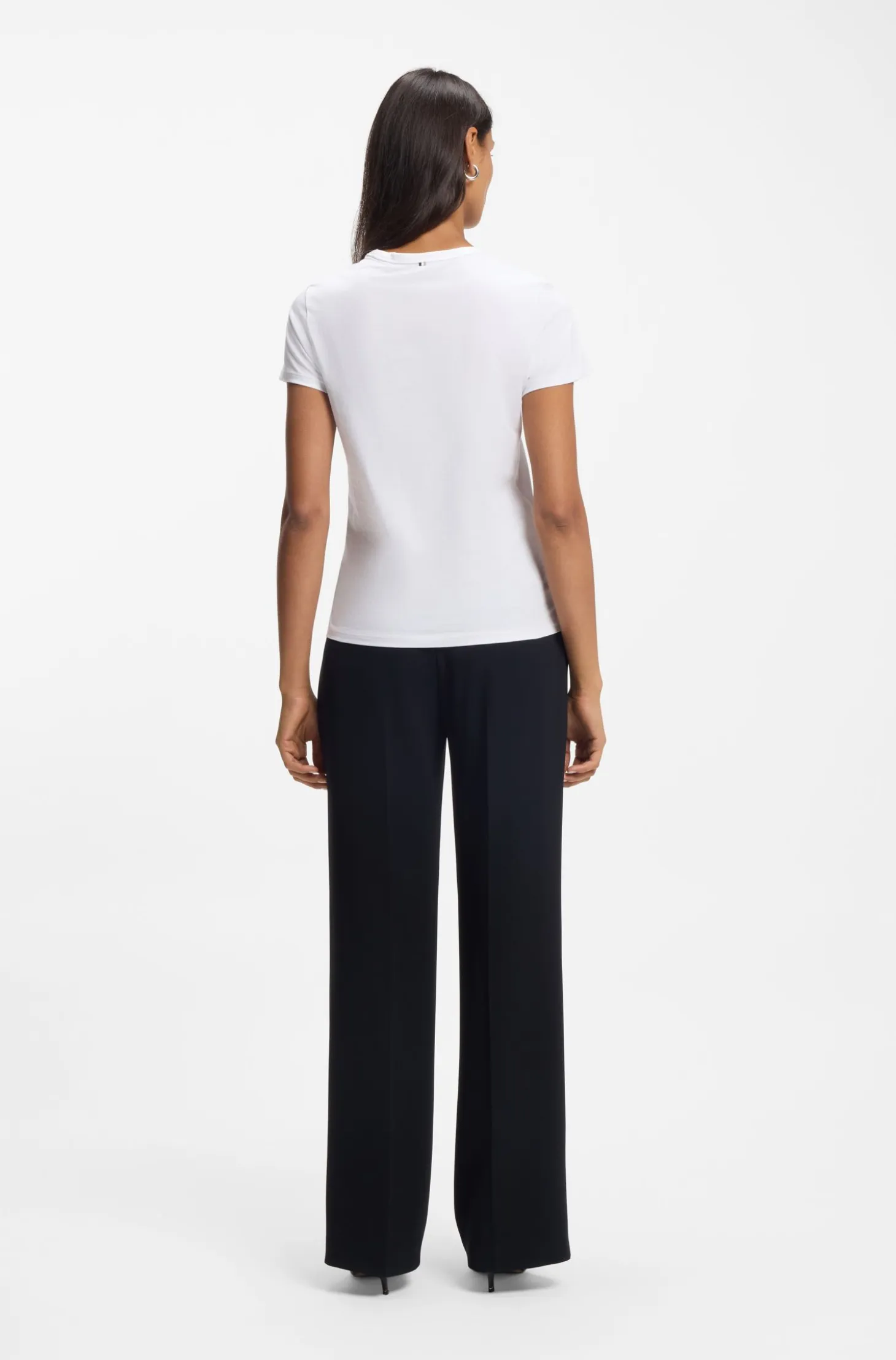 Organic-cotton slim-fit T-shirt with contrast logo