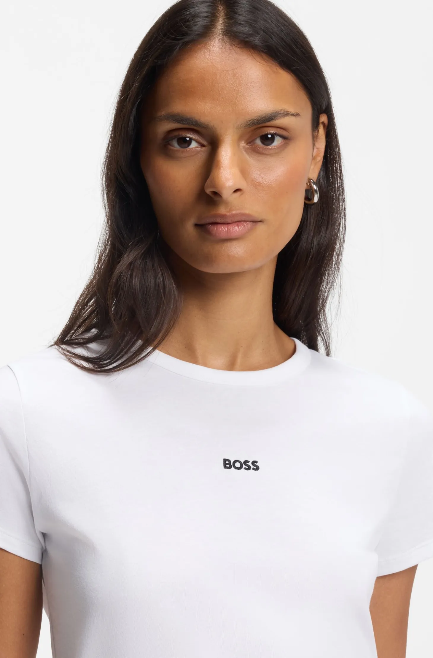 Organic-cotton slim-fit T-shirt with contrast logo