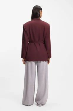 Oversized-fit blazer with belt