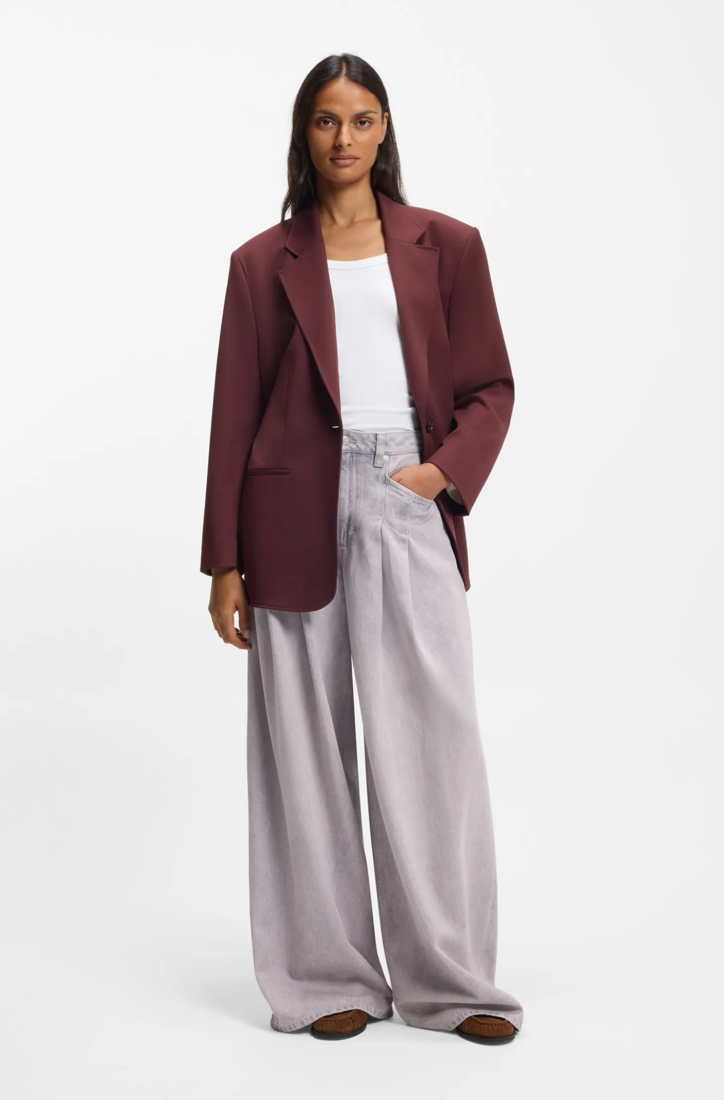 Oversized-fit blazer with belt