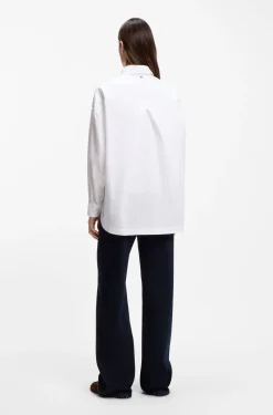 Oversized-fit blouse in cotton poplin