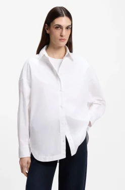 Oversized-fit blouse in cotton poplin