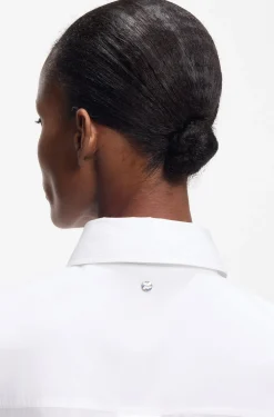 Oversized-fit blouse in cotton poplin and organza