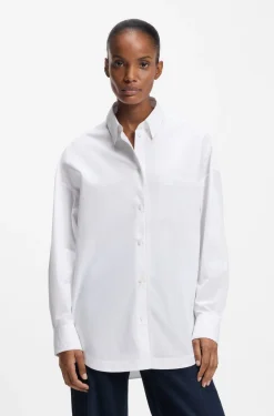 Oversized-fit blouse in cotton poplin and organza