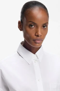 Oversized-fit blouse in cotton poplin and organza