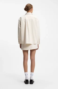 Oversized-fit blouse in cotton twill