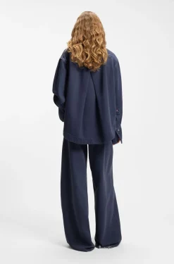 Oversized-fit blouse in smoky-blue rigid denim
