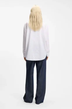 Oversized-fit blouse with burnout heart and logo print