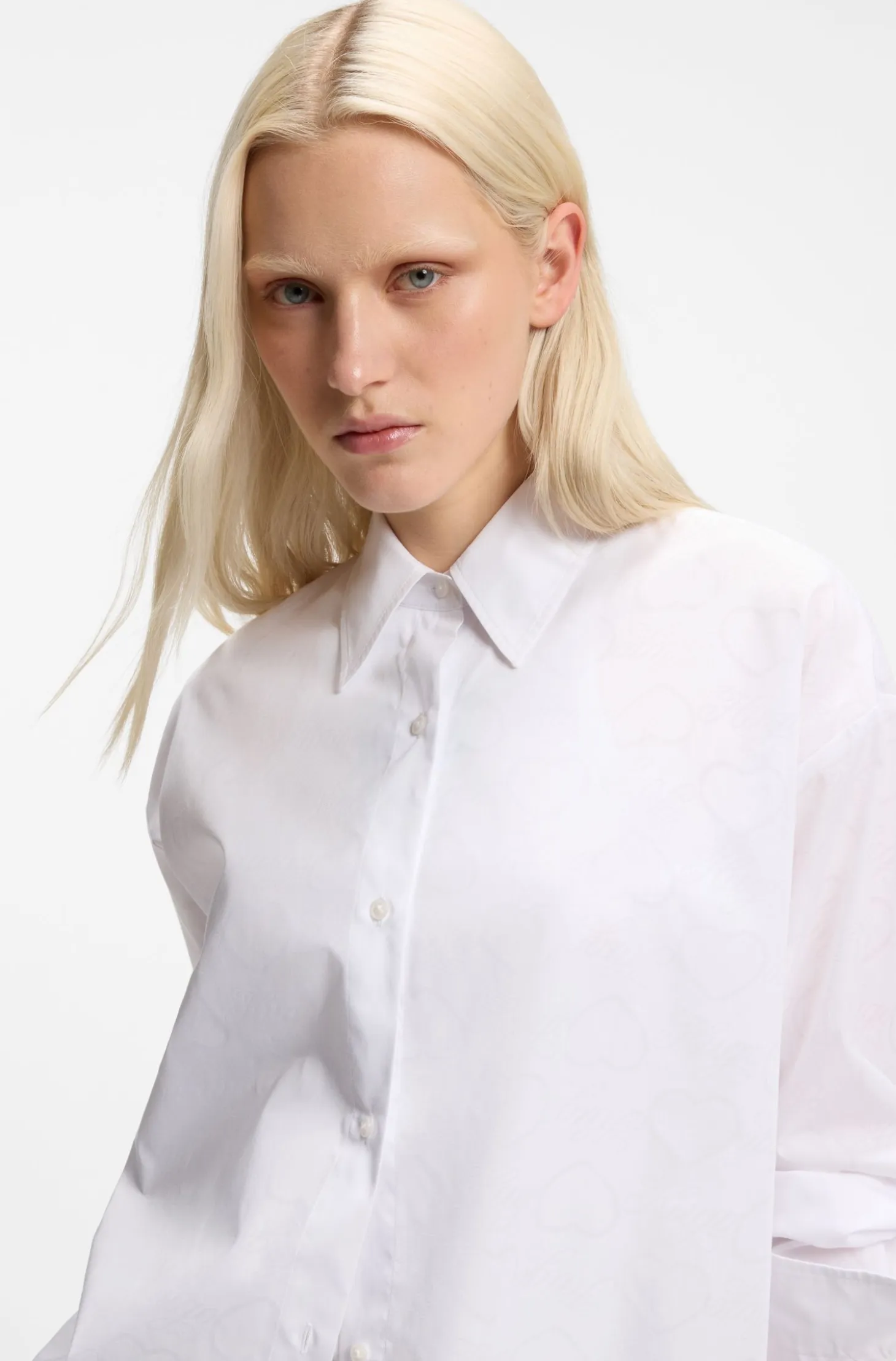Oversized-fit blouse with burnout heart and logo print